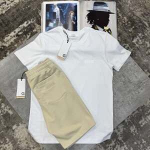 GVNCHY SHORT SET WHITE&BAGE