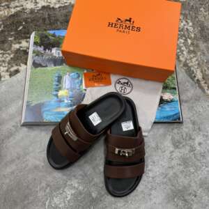 HRMES SLIDER DARK BROWN