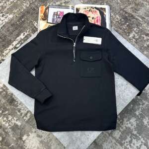 C.P FRONT POCKET HALFZIP JUMPER BLACK