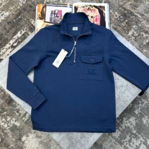 C.P FRONT POCKET HALFZIP JUMPER BLUE