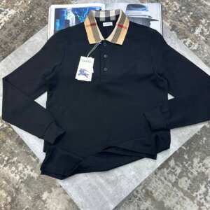 BURB FULL SLEEVE POLO BLACK