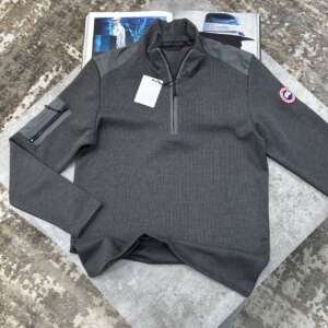 CG  HALF ZIP RED BADGE JUMPER DARK GRAY